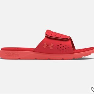 Under Armour Red Slide Sandals with Textured Footbed
